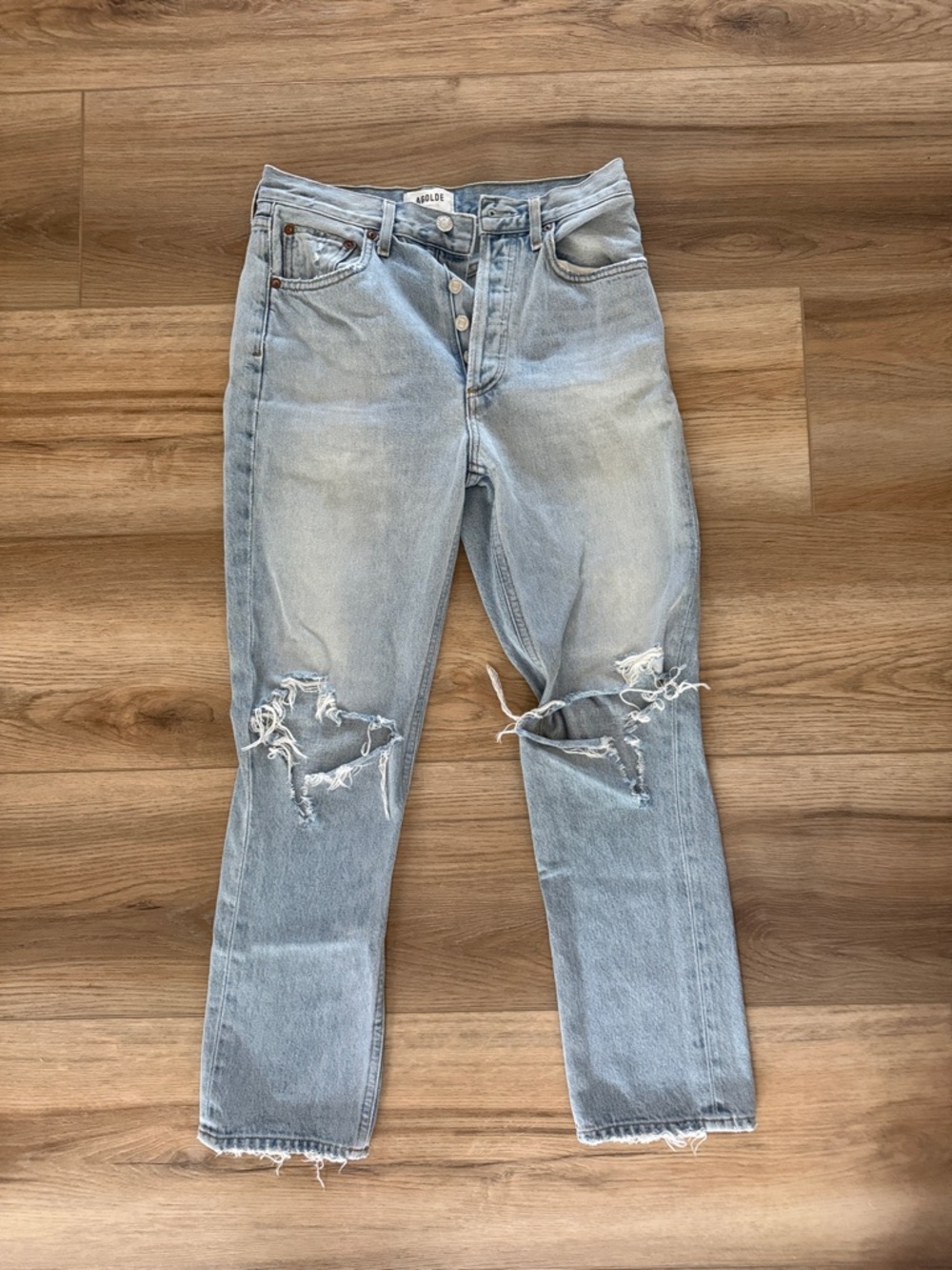 Agolde Light Wash High-Rise Button-Fly Jeans